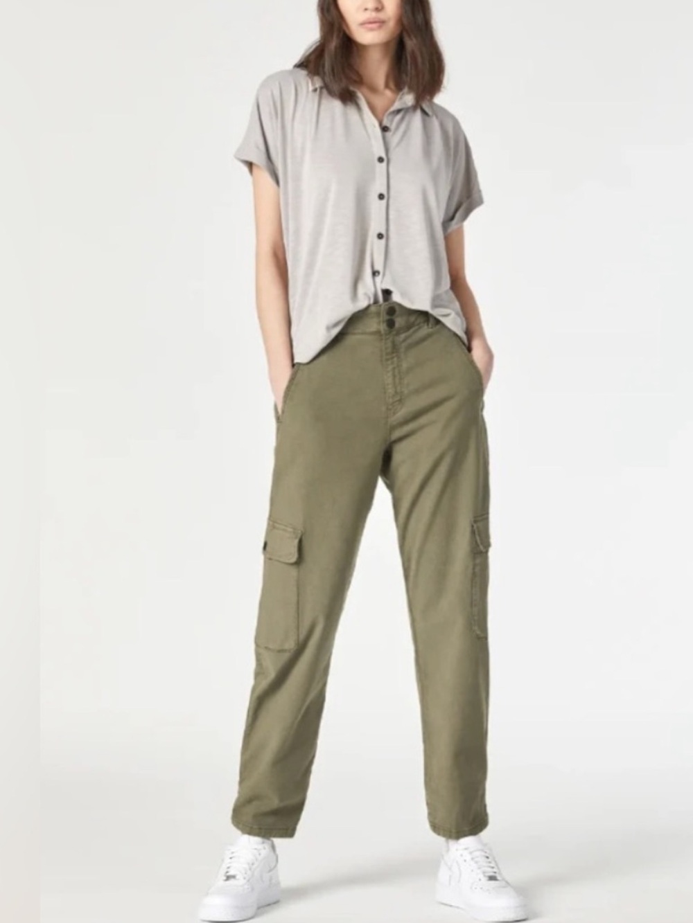 Elsie Cargo Pants- High Rise Luxe Twill Cargo Pants- Size 25